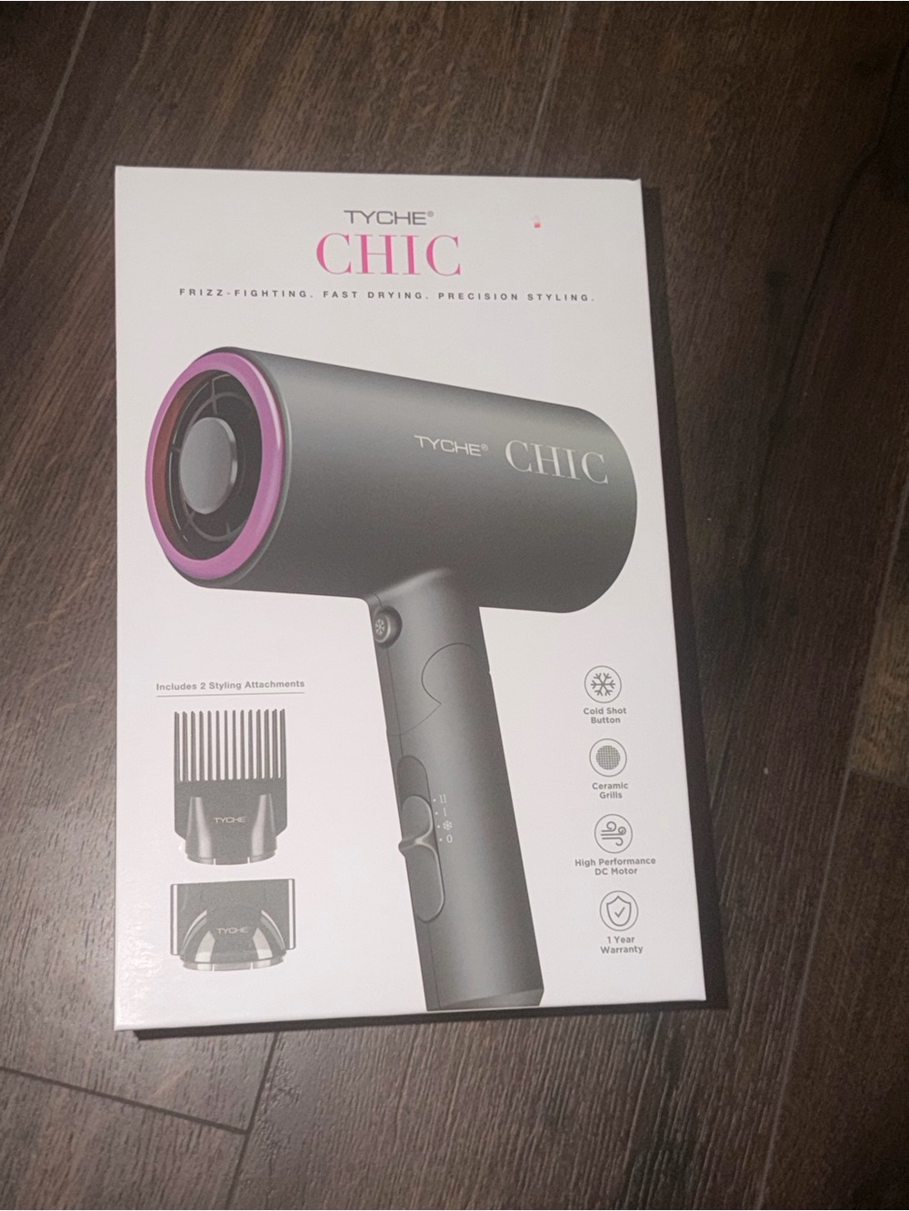 Tyche CHIC Gray Hair Dryer with Pink Accent